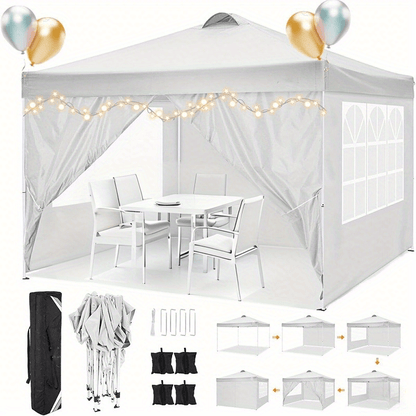 Partytent – Pop-up Tent – Vouwtent – Paviljoen – Schaduwtent – 3x3 Meter – Verstelbare Hoogte – 4 Zijwanden – Ventilatie – Draagtas