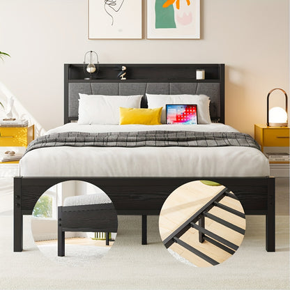 Metal Bed Frame 140 X 200cm, 90 X 200cm, Upholstered Bed Frame with Height Headboard Fabric Bed with Slatted Frame Stable Bed Frame Padded Bed, No Box Spring Required, Metal Bed, Guest Bed, Double Bed Made Of Metal, Easy Asse