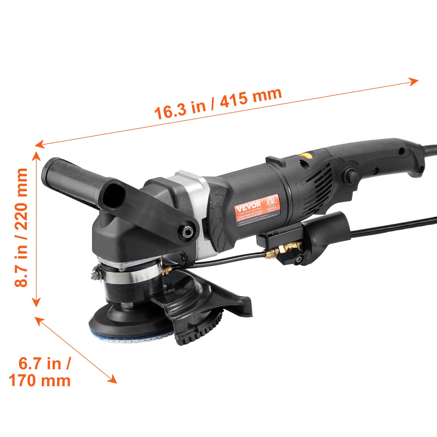 Betonpolijstmachine – Natsteenpolijster – Polijstmachine – Poetsmachine – Poliermachine – 4 Inch Schijf – 800W Vermogen – 6 Snelheden & Watersysteem