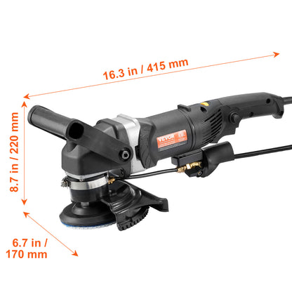 Betonpolijstmachine – Natsteenpolijster – Polijstmachine – Poetsmachine – Poliermachine – 4 Inch Schijf – 800W Vermogen – 6 Snelheden & Watersysteem