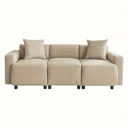 3-Zits Bank – Sofa – Bankstel – Zitbank – Hoekbank – Mosterdgeel – Comfortabele Zachte Stof – Stevig Frame