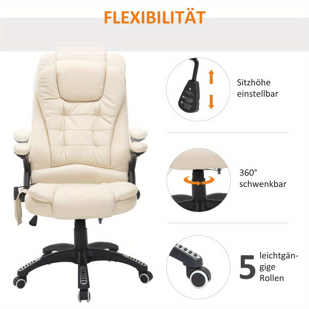 Ergonomic Office Chair - Adjustable Height, Swivel Base & Manual Recline, Heavy-Duty Metal Base, Cushioned Seat - Home Office Desk Chair for Professional Workspace - Beige Executive Desk Chair, Office Chair Covers Stretchable