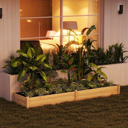 Extra Long 244cm (96") Solid Wood Raised Garden Bed - Large Rectangular Planter Box with 2 Planting Sections, Weatherproof Outdoor Flower & Vegetable Garden Bed for Patio, Balcony, or Yard - Sturdy Construction, Ideal for Veg