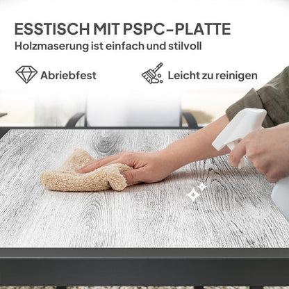 7-Teiliges Ess-Set, 6 Stühle, 1 Tisch, Stapelbar, Leicht Zu Reinigen, Stahlrahmen, Gartenmöbel-Set, Grau, Garten-Bistro-Esstisch Und Stühle, Langlebig Und Leicht Zu Reinigen