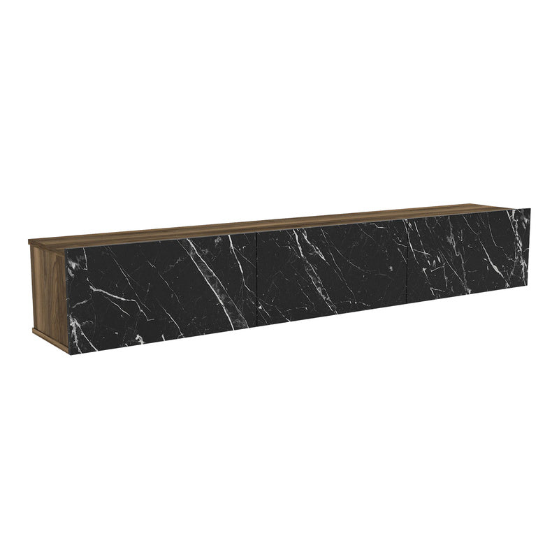 TV Meubel – TV Kast – TV Dressoir – Mediameubel – Hangend TV Meubel – Zwart – 180x31x29,5 cm – 3 Opslagvakken