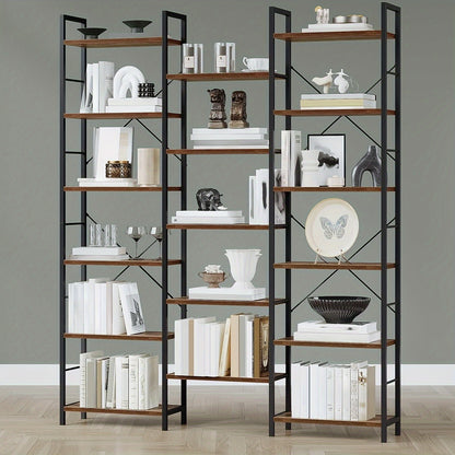 Boekenkast – Vrijstaand Rek – Wandkast – Open Kast – Boekenplank – Vintage Bruin-Zwart – 17 Schappen – Verstelbare Indeling 24x152x186 cm – Draagkracht 340 kg