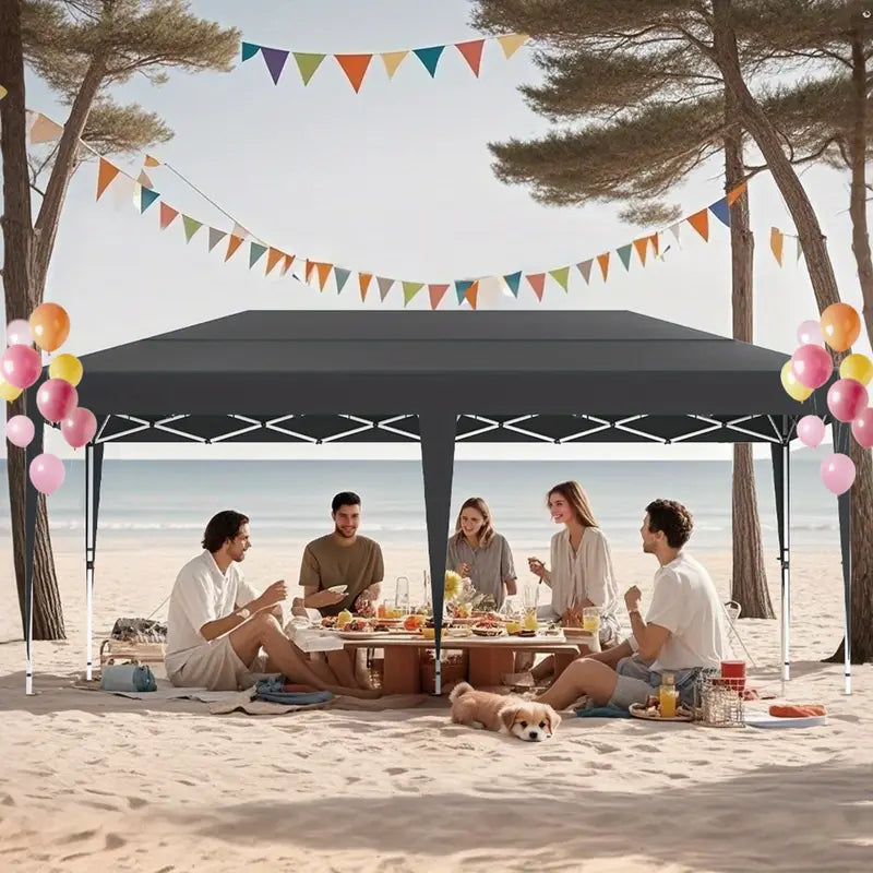 Pop-up Partytent – Vouwtent – Buiten Tent – Schaduwdoek – Partytent Antraciet – 6x3 Meter – Verstelbare Hoogte