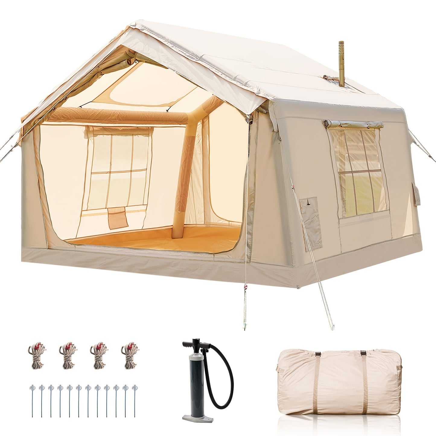 camptent – familietent – kampeertent – festivaltent – opblaasbare tent – 8 m² – geschikt voor 6 personen – snel op te zetten