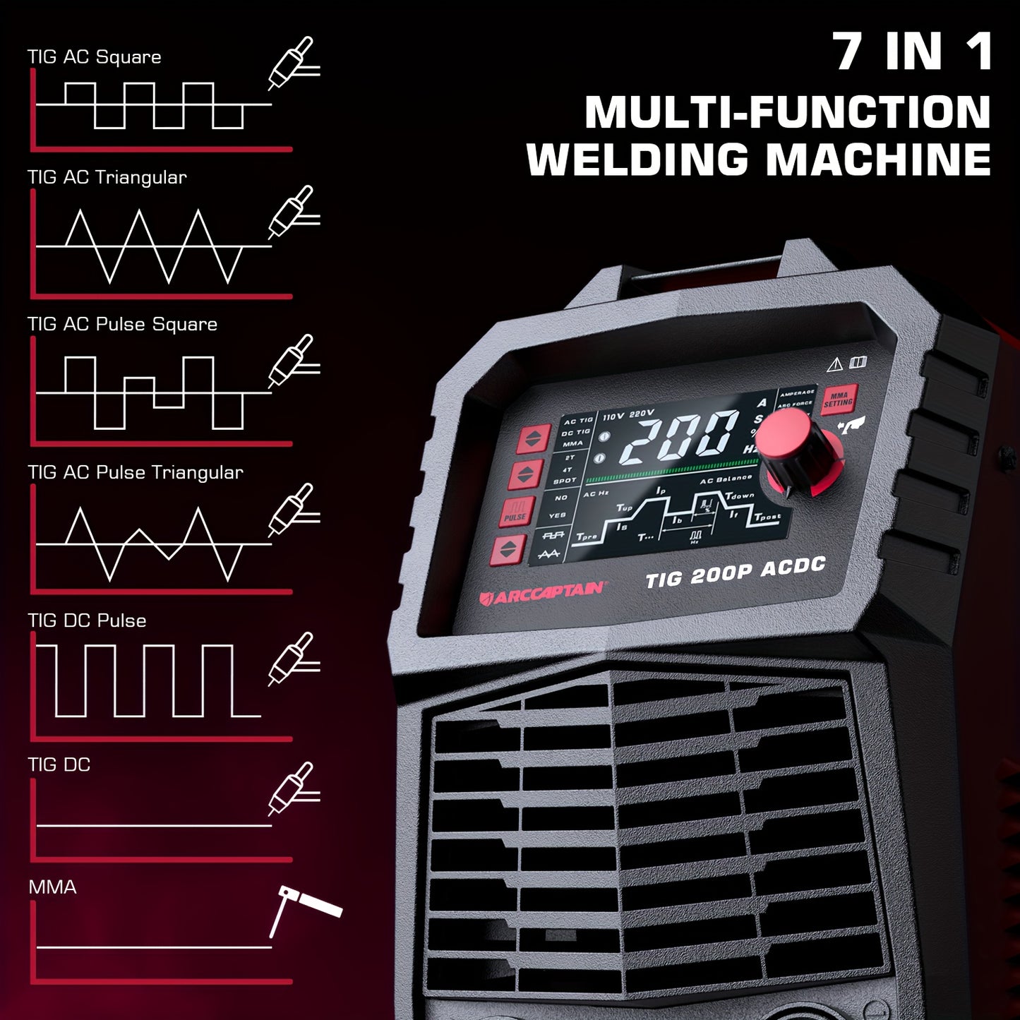 TIG Lasmachine AC/DC – Aluminium Lasser – MMA Lasapparaat – Spotlasser – Multifunctionele Lasmachine – Pulsfunctie – 200 Ampère – 110V/220V Dual Voltage