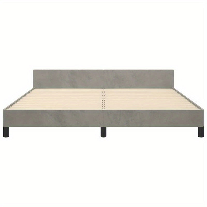 Bedframe – Bed – Tweepersoonsbed – Bedbodem – Slaapbank – Lichtgrijs Velvet – 180x200 cm – Stevig Houten Frame