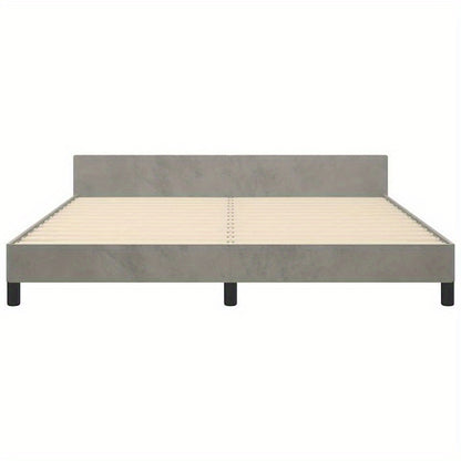 Bedframe – Bed – Tweepersoonsbed – Bedbodem – Slaapbank – Lichtgrijs Velvet – 180x200 cm – Stevig Houten Frame
