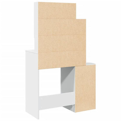 Kaptafel – Make-up Tafel – Dresser – Meubel – Make-up Spiegel – Modern Wit – Compact 80x35x132 cm – MDF & Hardhout, Inclusief Opberglades