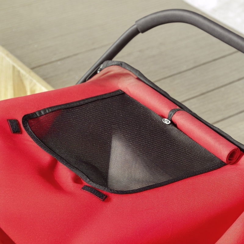 Hondenbuggy – Hondenwagen – Dierenbuggy – Huisdierenwagen – Opvouwbare Buggy – Stevig Stalen Frame – Comfortabel Ligkussen Rood/Zwart