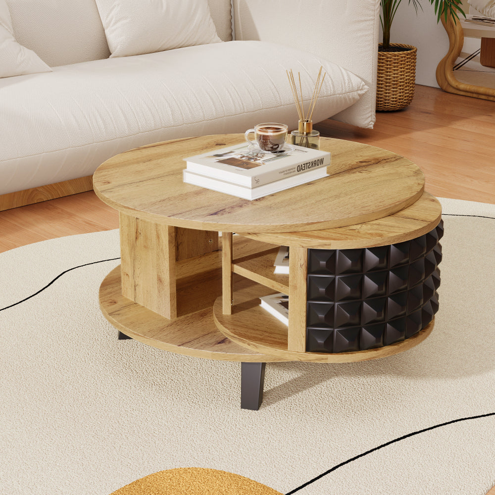 Coffee Table, Swivel Table, Side Table with Concealed Built-in Storage