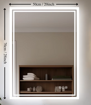 Badkamerspiegel - Badkamerspiegel met Verlichting - LED - Antifog Functie - 3 Kleurinstellingen - IP65 Waterdicht - Horizontaal/Verticaal - 50x70cm - Zilver