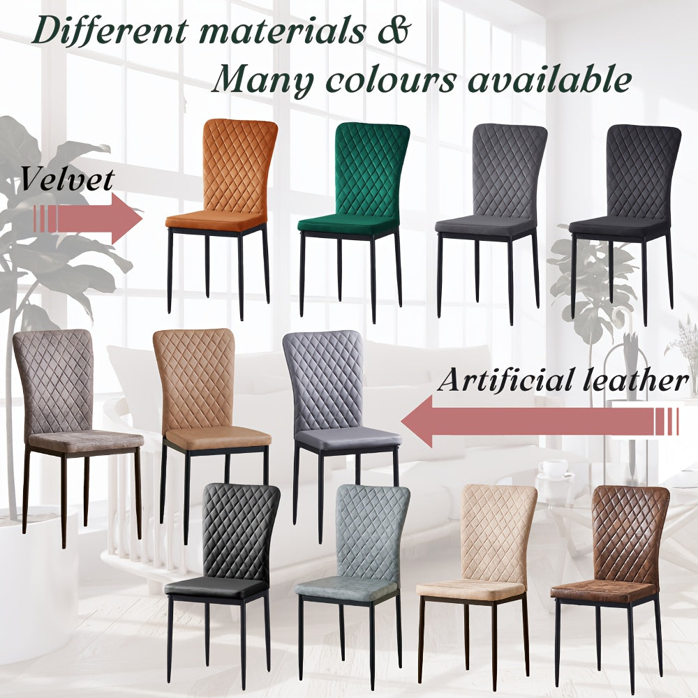 Dining Chairs Set Of 4/6- Velvet/Artificial Leather Armless High Back Upholstered Soft Seat with Black Metal Legs for Dining Room, Kitchen Room