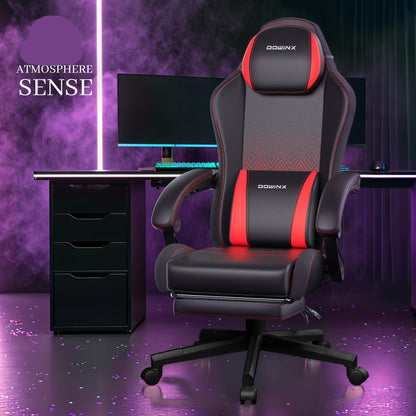 Gamingstoel – Gamestoel – Gaming Chair – Game Stoel – Bureaustoel – Ergonomisch Design – Verstelbare Hoogte & Voetensteun – Kunstleer & Metalen Frame – 360° Draaibaar – Max 136 kg – Rood