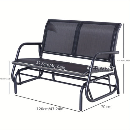 Tuinstoel – Tuinbank – Schommelstoel – Buitenbank – Outdoor Meubel – 2 Persoons – Stalen Frame – Zwart