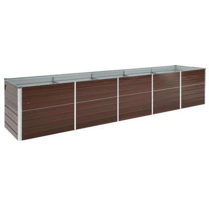Raised Garden Bed – Verhoogde Tuinbak – Plantenbak – Moestuinbak – Borderbak – Gegalvaniseerd Staal – 400x80x77 cm – Bruin – Eenvoudig In Elkaar Te Zetten – Modern Simpel Design