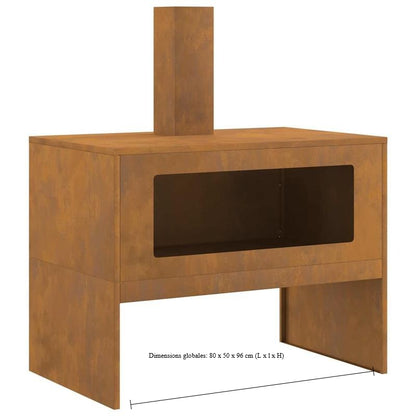 Houtskoolkachel – Buitenhaard – Vuurkorf – BBQ Kachel – Terraskachel – Bruin Metaal – Duurzame Constructie – 80x50x96 cm