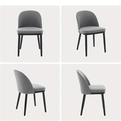 Set of 2 Modern Grey Dining Chairs with Curved Backrest & Black Legs - Heavy-Duty Non- Kitchen/Restaurant/Cafe Chairs, Easy Assembly & Low-Maintenance Upholstery-like Seating (No Fabric/Padding Replacement Parts)