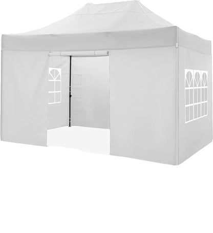 3x4.5m Heavy Duty Instant Pop Up Canopy Tent with 4 Side Walls - 3 Adjustable Heights, 6-Person Capacity, Easy Setup Outdoor Shelter for Parties, Weddings, Events - Mixed Colors, Tents for Outside Party, Event Canopy, Sturdy