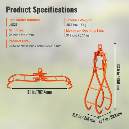 Hijsklem – Liftklem – Balkklem – Draagklem – 4-Klauwliftklem – 71 cm – 360° Draaibare Kop – Robuuste Metalen Constructie
