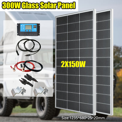 Zonnepaneelset – Zonnepanelen Set – Solar Kit – Zonne-energie Systeem – 300W Vermogen – Monokristallijn – 20A PWM Laadregelaar