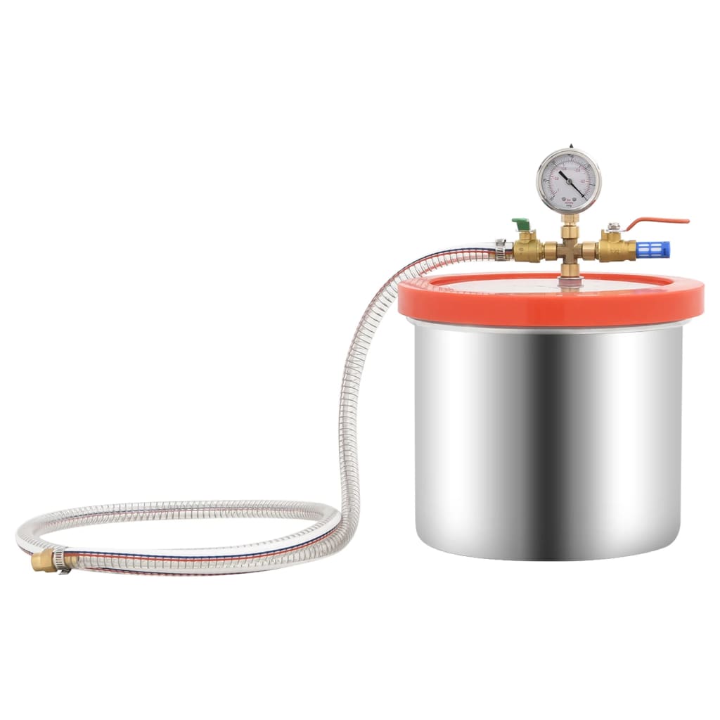 Vacuumkamer – Vacuümkamer – Vacuümtank – Ontgassingskamer – Vacuümpomp – 7,4 Liter – Roestvrij Staal – Handpomp 3.5 CFM