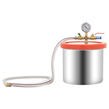 Vacuumkamer – Vacuümkamer – Vacuümtank – Ontgassingskamer – Vacuümpomp – 7,4 Liter – Roestvrij Staal – Handpomp 3.5 CFM