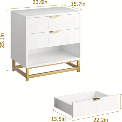 Ladekast Wit – Opbergkast – Lade Kast – Commodes – Ladenkast – 3 Ruime Lades – Krasbestendig Metalen Poten – Compact Formaat 59,9x68,5 cm