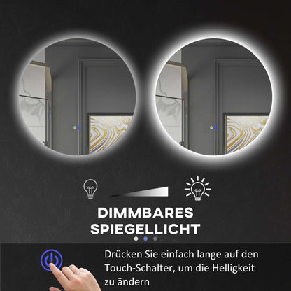 Badkamerspiegel – Spiegel – LED Spiegel – Verlichte Spiegel – Ronde Spiegel – Wit – Kleurwisselend LED Licht – Anti-Fog Functie – Ø 60 cm – IP44 Waterbestendig