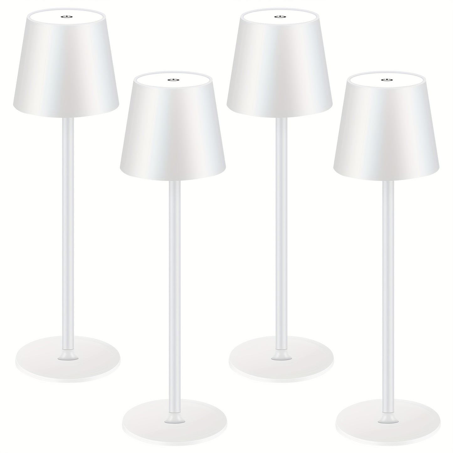 Draadloze LED Tafellamp – Touch Lamp – Nachtlamp – Oplaadbare Lamp – Sfeerverlichting – 4 Stuks Wit – 7000mAh Batterij – Pagodavormig Metaal