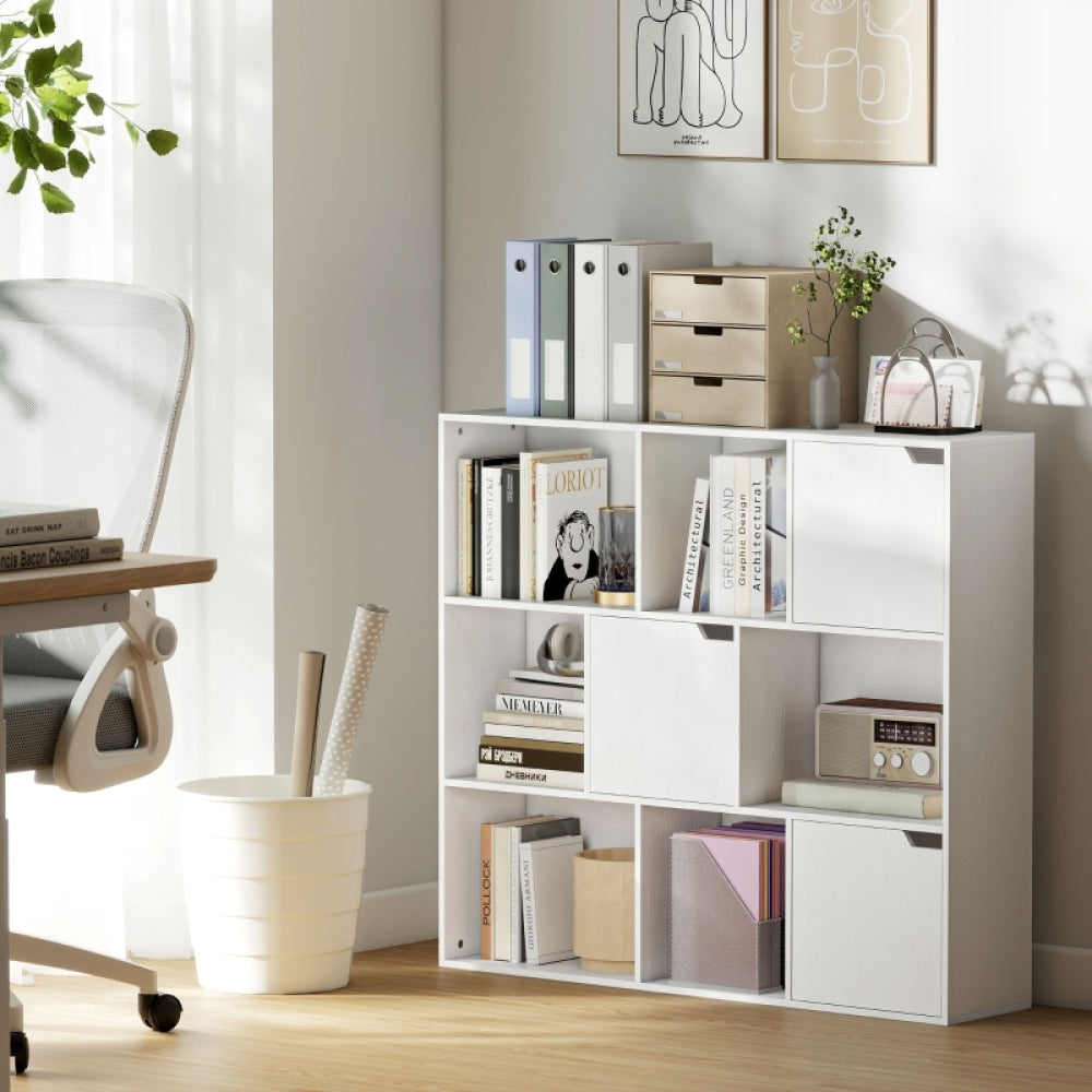 Boekenkast – Boekrek – Opbergkast – Wandkast – Vakkenkast – 9 Compartimenten – Metalen Frame – Direct Gebruiksklaar – Wit Design