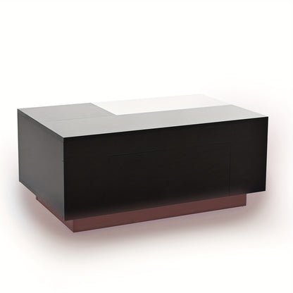 Modern Expandable/Retractable Coffee Table with Black & White Glossy Tabletop, Hidden Storage - Heavy-Duty Metal Frame, Easy Assembly, Space-Saving Convertible Design for Small Spaces, Apartments, Living Room Furniture (No Wo