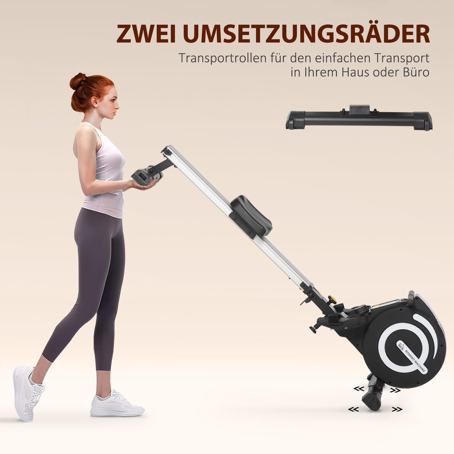 Roeitrainer – Roeimachine – Fitnessapparaat – Indoor Rower – Sportmachine – Zwart/Zilver – Klapbaar Design – 8 Weerstandsniveaus
