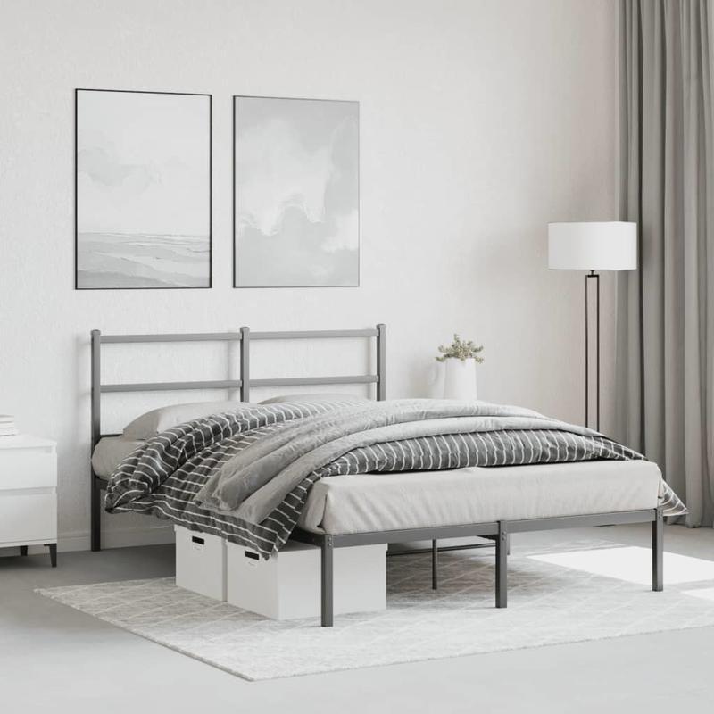 Metalen Bedframe – Stalen Bed Frame – Bedframe Zonder Matras – Metaal Bed Bodem – Zwart Hoofdbord – 135x190 cm – Stevig & Duurzaam