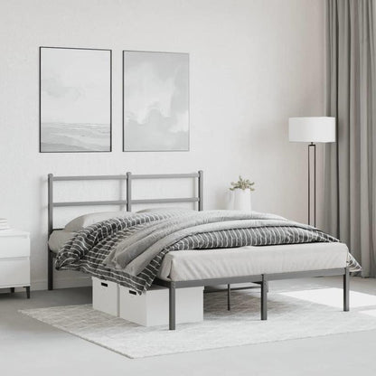 Metalen Bedframe – Stalen Bed Frame – Bedframe Zonder Matras – Metaal Bed Bodem – Zwart Hoofdbord – 135x190 cm – Stevig & Duurzaam
