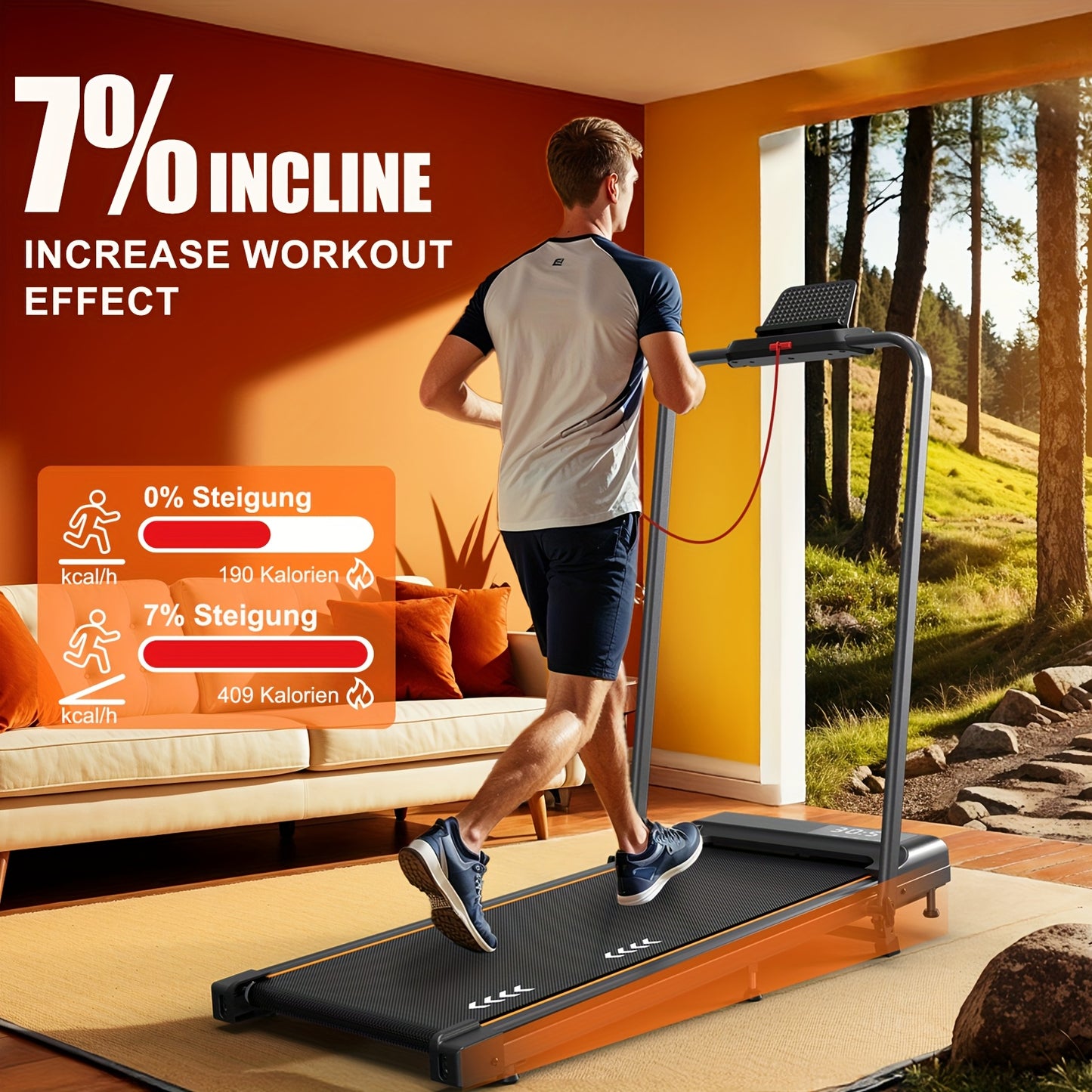 Loopband – Wandelband – Joggingband – Fitnessband – Trainingsapparaat – Compact Inklapbaar Design – 7-Laags Dempingssysteem – Zwarte Loopband Met 2,25 PK Motor