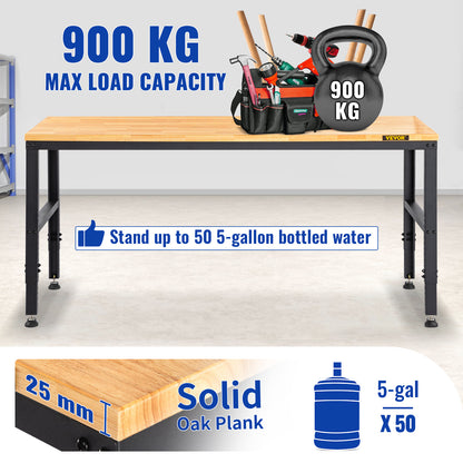 Verstelbare Werkbank – Werktafel – Werkbanktafel – Werkplek – Klusbank – 122x61 cm Werkblad – Ingebouwde Stroomvoorziening