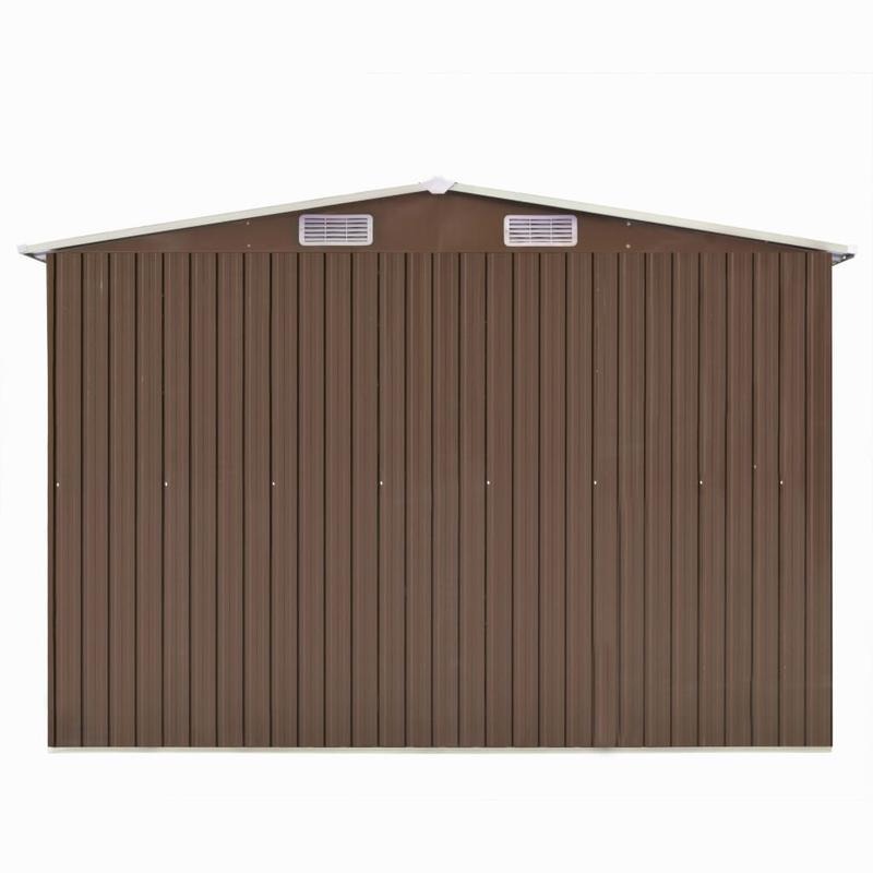 Large 257x580x181cm Heavy-Duty Steel Frame Outdoor Storage Shed with Removable Brown Roof & Walls - Spacious Portable Garden Shed for Backyard, Patio, Temporary Warehouse Storage - Durable Steel Construction, Easy Assembly, I