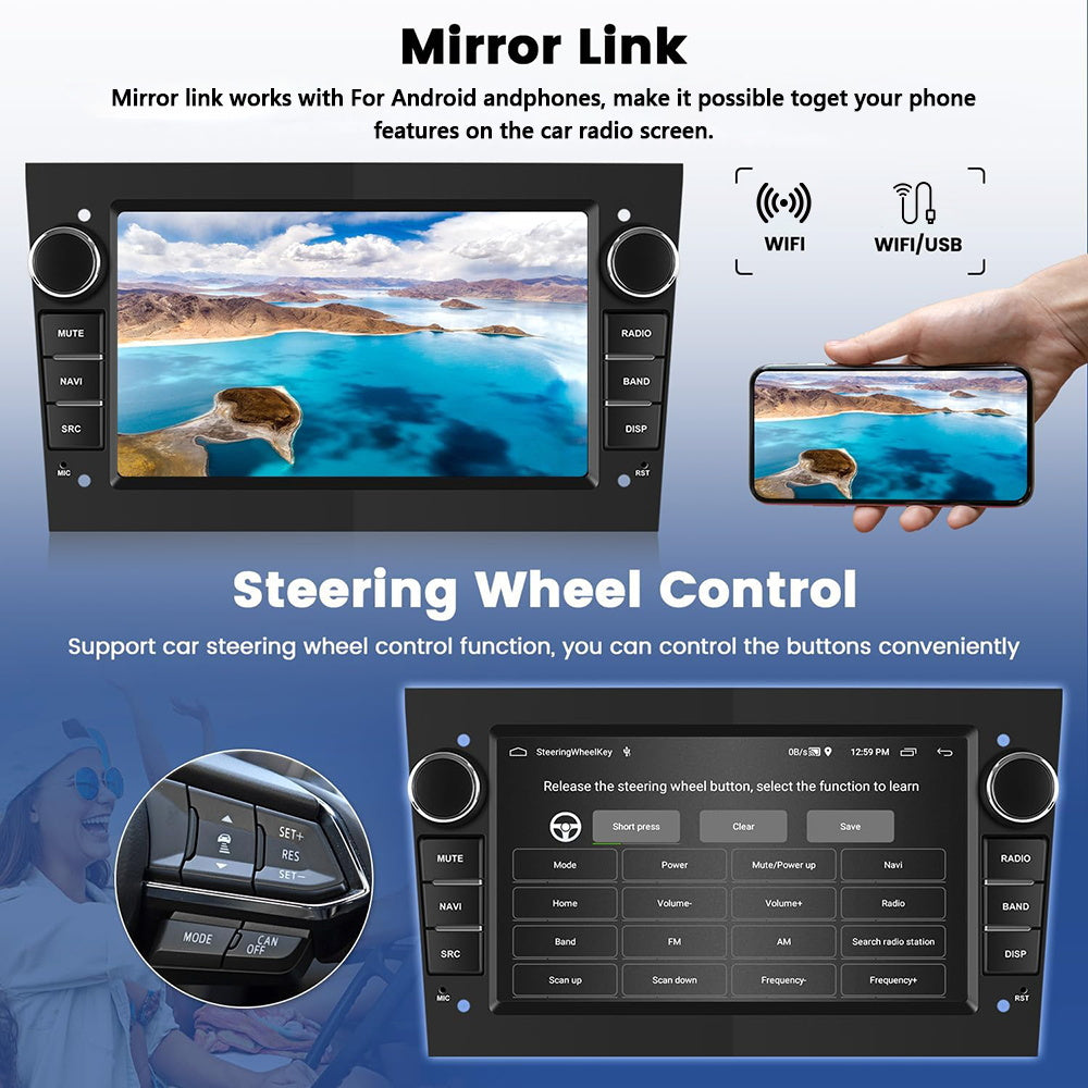 Android 15.0 Car Stereo – Multimediaspeler – Autoradio – Navigatiesysteem – Touchscreen Radio – 9 Inch HD IPS Scherm – Draadloze CarPlay & Android Auto – AHD Achteruitrijcamera Met Microfoon