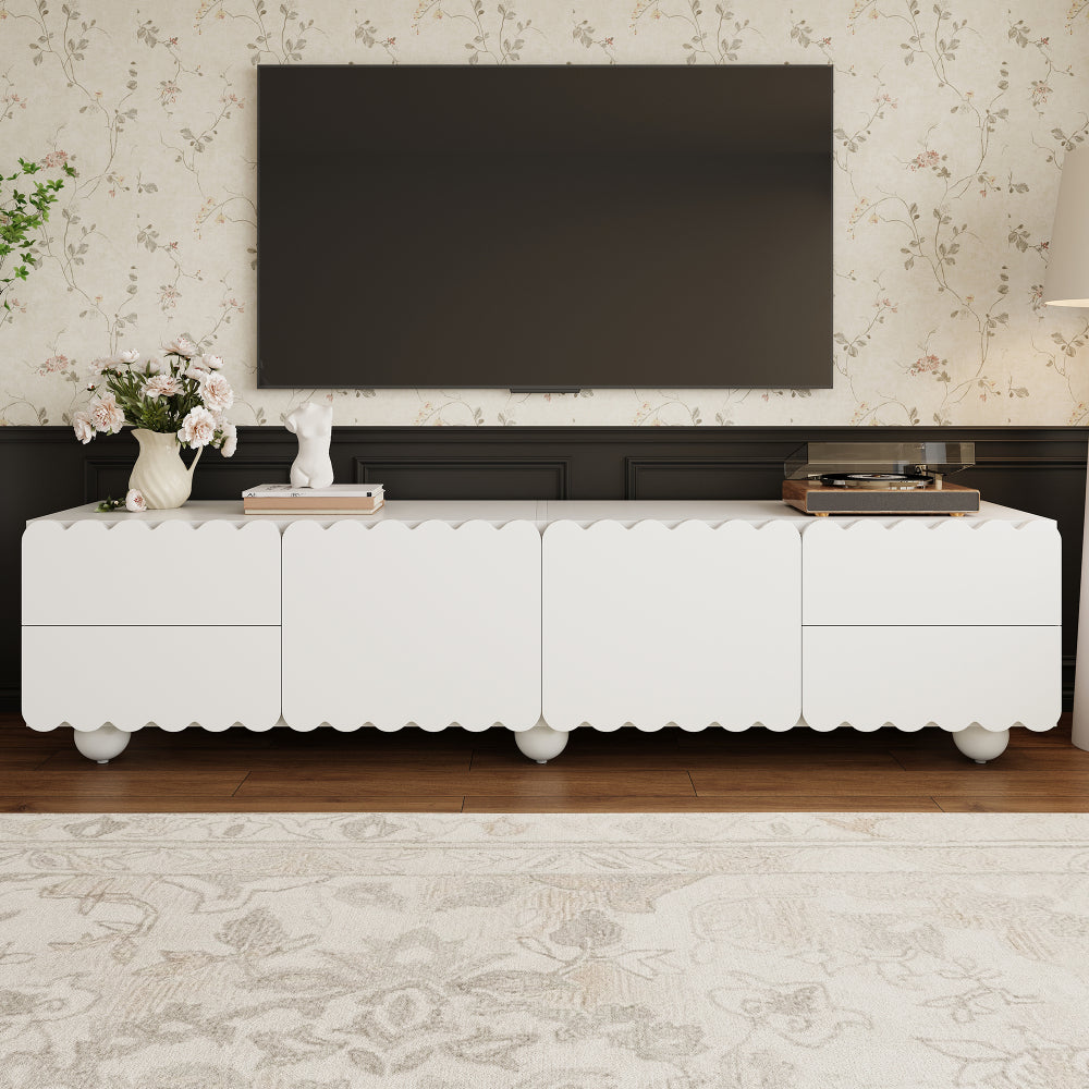 Modern White TV Cabinets, TV Stands, TV Panels, and Low-Profile TV Stands | Distinctive Designs, Metal Construction, Suitable for Various Room Storage and Decorative Needs