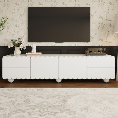 Modern White TV Cabinets, TV Stands, TV Panels, and Low-Profile TV Stands | Distinctive Designs, Metal Construction, Suitable for Various Room Storage and Decorative Needs