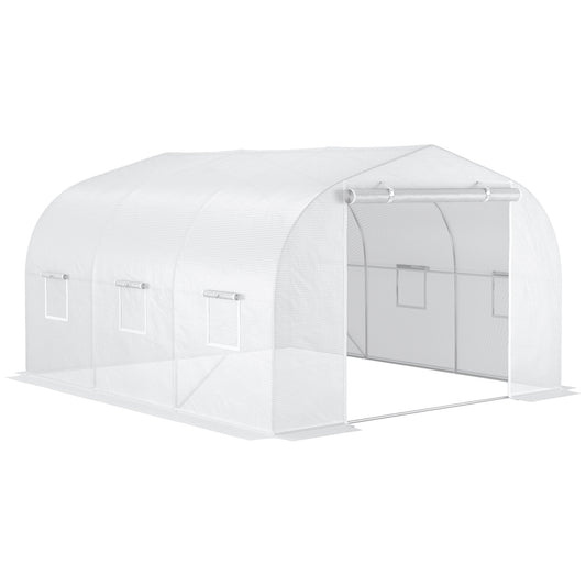 Tuinkas Tunnel – Kassen – Serre – Groententent – Plantentent – 3,5 x 3 x 2 m – Gegalvaniseerd Stalen Frame – Waterdicht UV-bestendig PE Zeil Wit