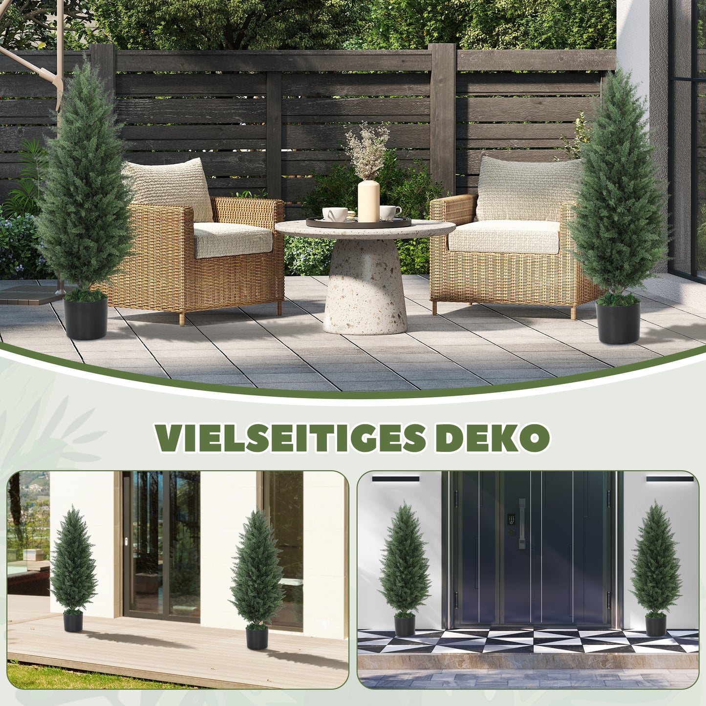 Kunstcipres – Kunstboom – Nepplant – Sierplant – Kamerplant – Set Van 2 – UV-Bestendig – 90 cm Hoog