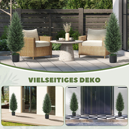 Kunstcipres – Kunstboom – Nepplant – Sierplant – Kamerplant – Set Van 2 – UV-Bestendig – 90 cm Hoog