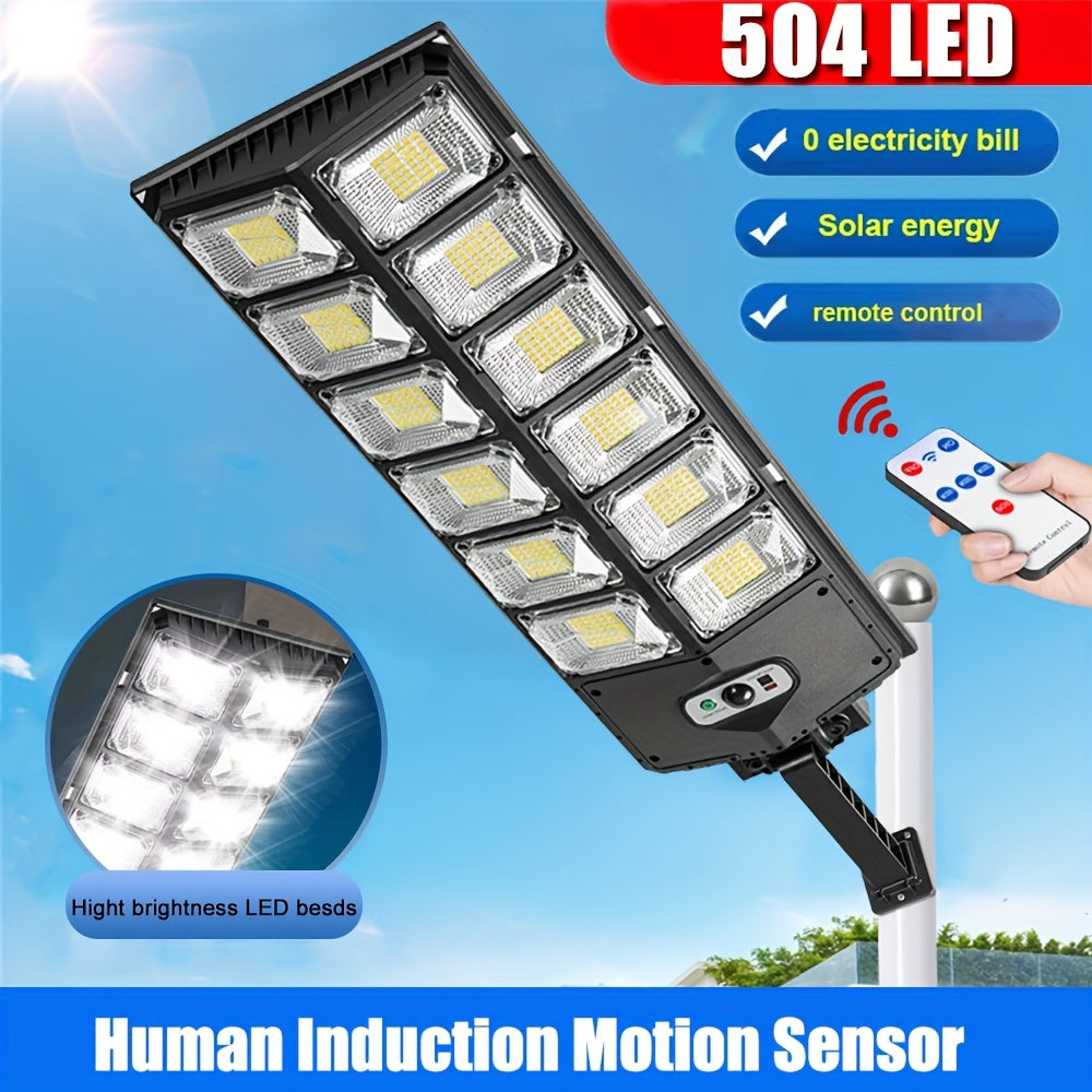 Zonne-energie Straatlampen – Solar Tuinlampen – Buitenverlichting – Bewegingssensor Lampen – LED Solar Lampen – 4 Stuks Set – 504 LED’s – Afstandsbediening Met 3 Lichtstanden
