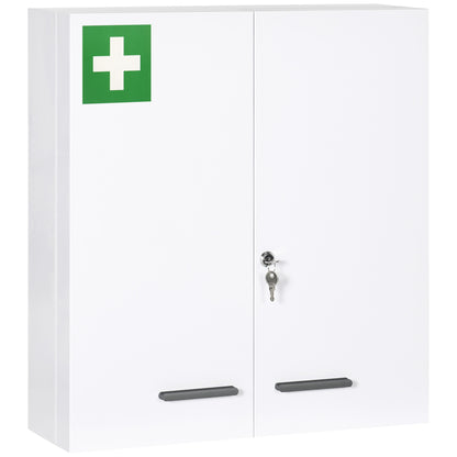 Medicijnkastje – Apothekerskast – Badkamerkast – Medicatiekast – Opbergkast – Met Slot en 2 Sleutels – Staal – 55x18x60 cm – Wandmontage – Kindveilig