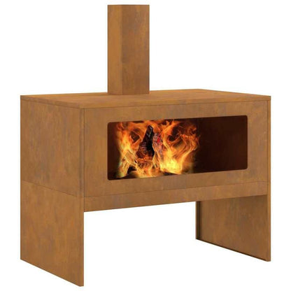 Grote Buitenhaard – Vuurkorf – Tuinhaard – Terrashaard – Houtkachel – Metaal – Poedercoating Marron – 80x50x96 cm – Geschikt Voor Buitengebruik – Voor Gezellige Samenkomsten